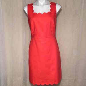 J. Crew beautiful deep coral colored dress size 6 midi length